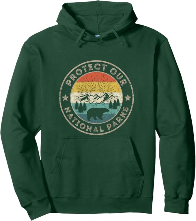 Protect Our National Parks Retro Hiking Pullover Hoodie